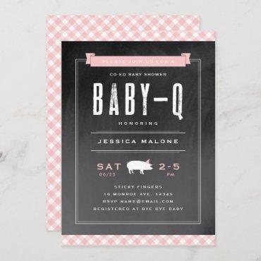 Gingham Baby BBQ Co-ed Baby Shower Invitation