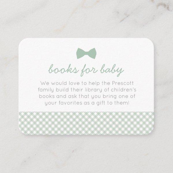Gingham bow tie green baby shower enclosure card