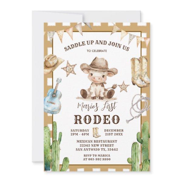Gingham Wild West My First Rodeo Cowboy Birthday