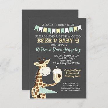 Giraffe Baby-Q Couples Baby Shower Invitation