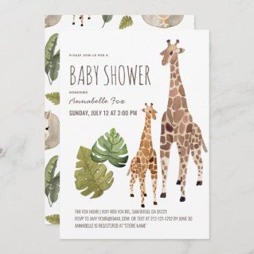 Giraffe Mom Baby Safari Gender-Neutral Baby Shower Invitation