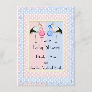 Girl and Boy Twins Baby Shower Invitation