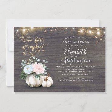 Girl and Boy Twins Fall Pumpkins Baby Shower Invitation