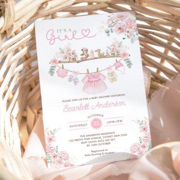 Girl Baby Clothes Pink Floral Laundry
