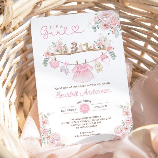 Girl Baby Clothes Pink Floral Laundry