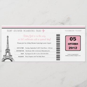Girl Baby Shower Boarding Pass to Paris