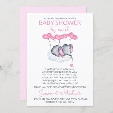 Girl Baby Shower by Mail Pink Elephant on Cloud