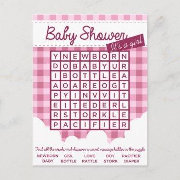 girl baby shower puzzle  postcard