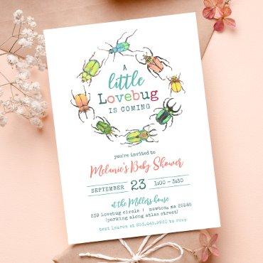 Girl Baby Shower Watercolor Little Lovebug