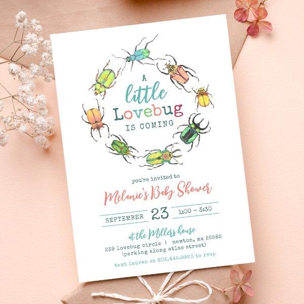Girl Baby Shower Watercolor Little Lovebug