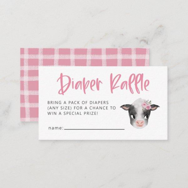 Girl Cow Baby Shower Diaper Raffle Ticket Enclosure Card
