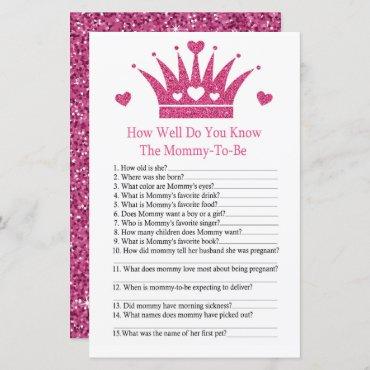 Girl Crown How well do you know baby shower game