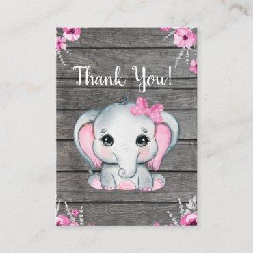 Girl Elephant Thank You Card Baby Shower