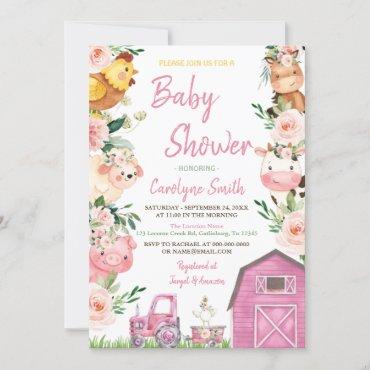 Girl Farm baby shower invitation