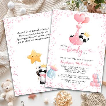 Girl Panda Bearly Wait Baby Shower Book Request