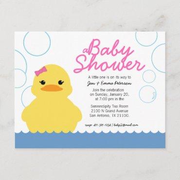 girl rubber ducky BABY SHOWER invitation