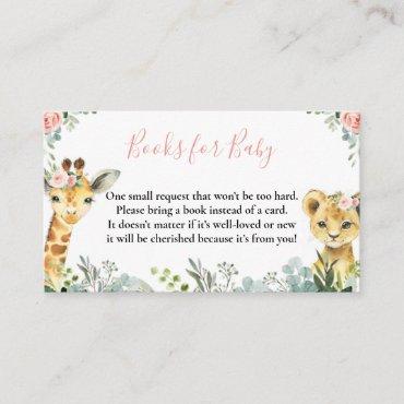 Girl Safari Animal Baby Shower Book for Baby Enclosure Card