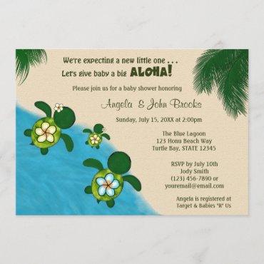 GIRL Sea TURTLE Baby Shower Invite YEL (Honu) 03B2