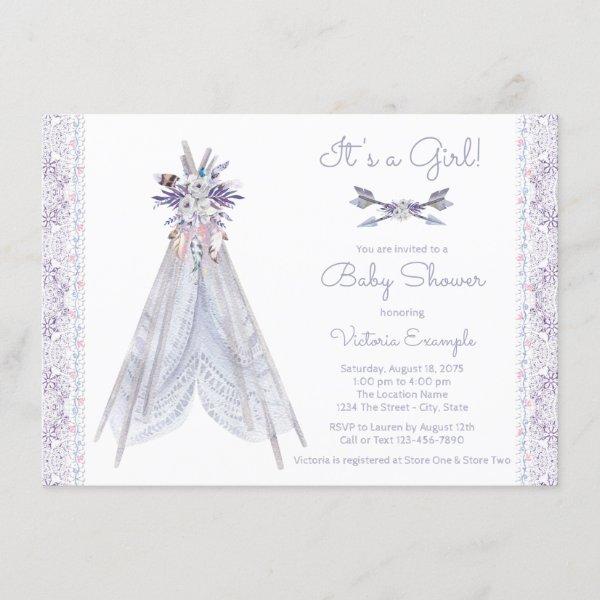 Girls Teepee  Lavender Lace