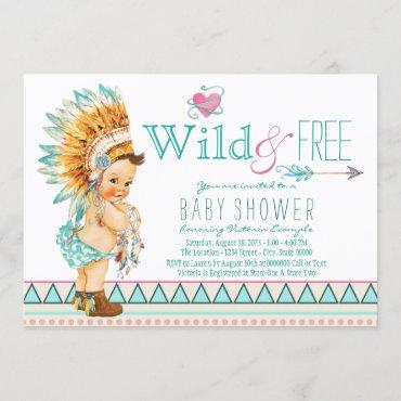 Girls Tribal Baby Shower Invitation