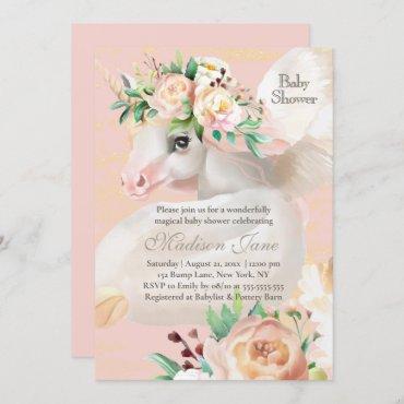 Girly Chic Watercolor Floral Unicorn