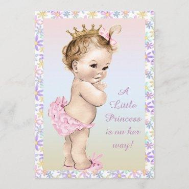 Girly Vintage Princess Floral Baby Shower Invitation