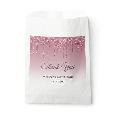 Glam Purple Pink Rose Gold Thank You Baby Shower Favor Bag
