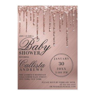 Glam Rose Gold Metallic Glitter Drips