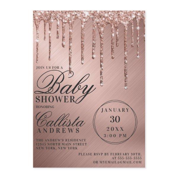 Glam Rose Gold Metallic Glitter Drips