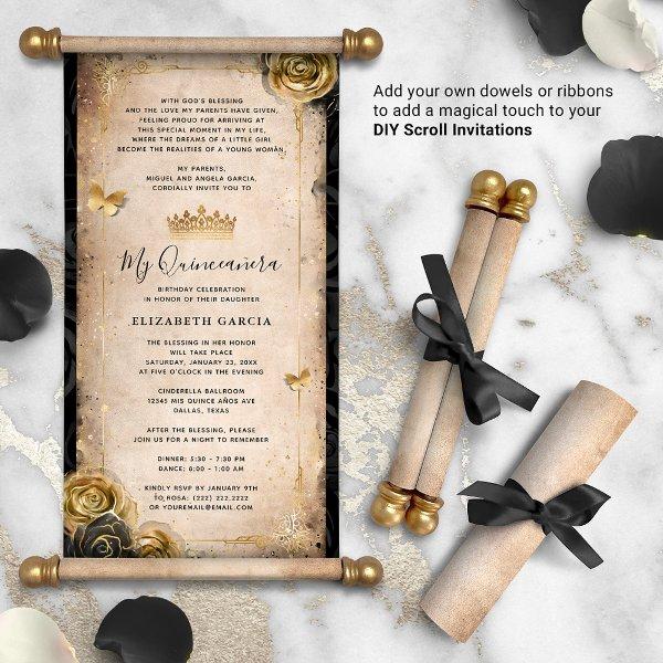 Gold and Black Quinceanera DIY Scroll