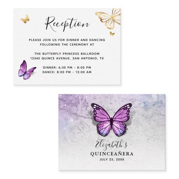 Gold and Light Purple Butterfly Details Enclosure Card