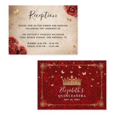 Gold and Red Rose Parchment Elegant Details Enclosure Card