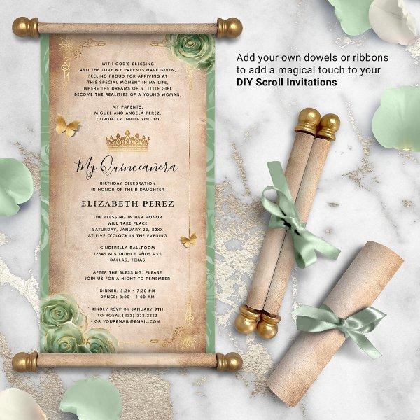 Gold and Sage Green Quince DIY Scroll