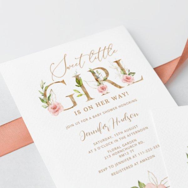 Gold blush floral Sweet little girl