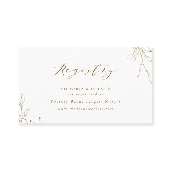 Gold botanical crest monogram bridal Registry card