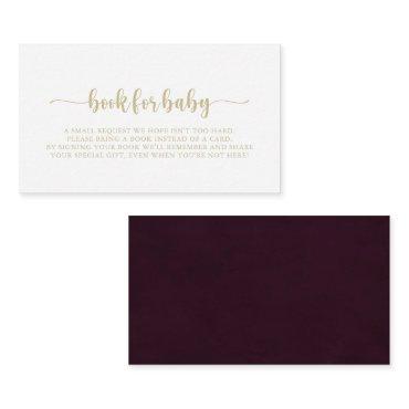 Gold Burgundy Baby Shower Book Request   Enclosure Card