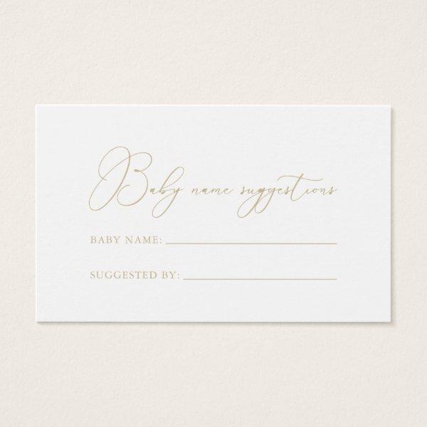 Gold Classy Chic Baby Name Suggestions Card