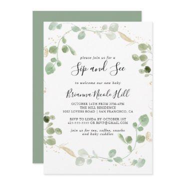 Gold Confetti Eucalyptus Foliage Sip and See