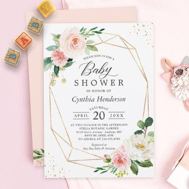 Gold Confetti Geometric Blush Floral