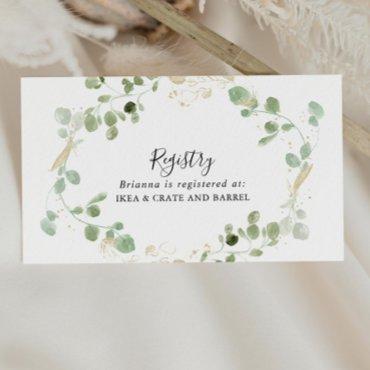 Gold Eucalyptus Foliage Wedding Gift Registry  Enclosure Card