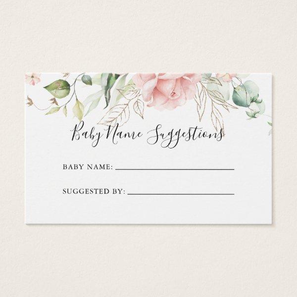 Gold Green Foliage Baby Name Suggestions Card