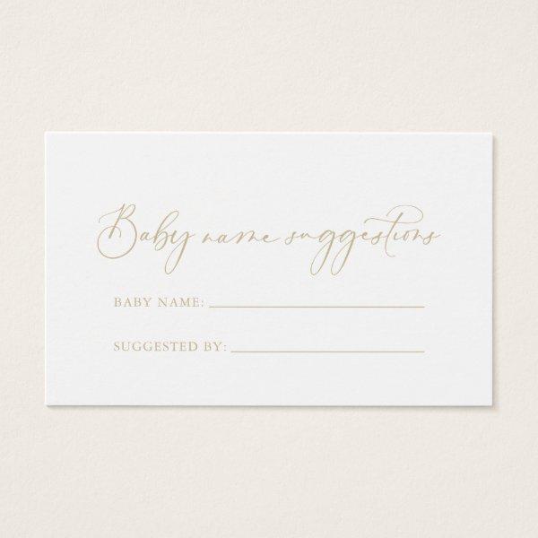 Gold Idyllic Baby Name Suggestions Card