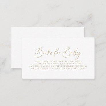 Gold Idyllic Calligraphy Baby Shower Book Request  Enclosure Card