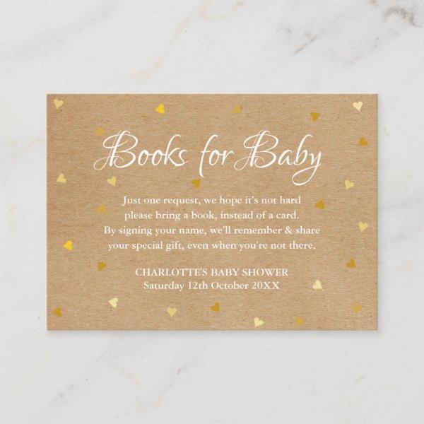 Gold Love Hearts Book Request Baby Shower Boho Enclosure Card