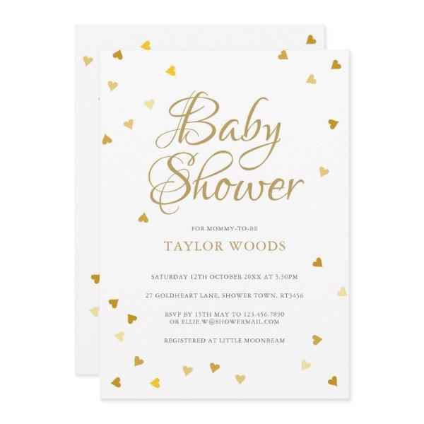 Gold Love Hearts Confetti Baby Shower / Sprinkle