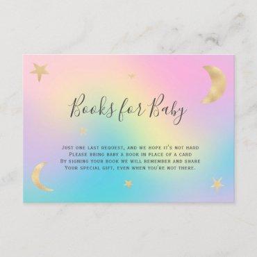 gold moon stars rainbow bring a book baby shower enclosure card
