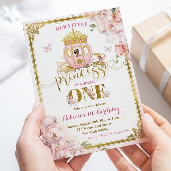 Gold Pink African Princess Carriage First Birthday