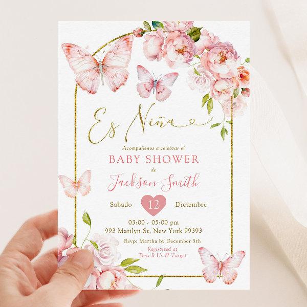 Gold Pink Floral Es Nina Butterfly