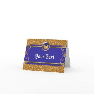 Gold & Royal Blue Crown Birthday Party Thank You