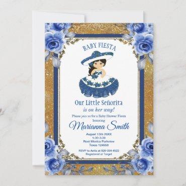 Gold Royal Blue Roses Mexican Fiesta Baby Shower